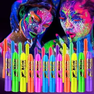Fluorescent Glow in the Dark UV Black Light Neon 6-Color Face Body Paint Crayon