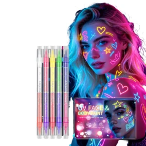Flysea 20 Colors Glow Body & Face Paint Glow in the Under UV Light or Black Light Makeup Face Paint for Kids and Adults