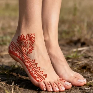 Foot Minimalist Henna Hollow Tattoo Stencils Lace Pattern Foot Art Templates Ethnic Style Waterproof Tattoo Stencil