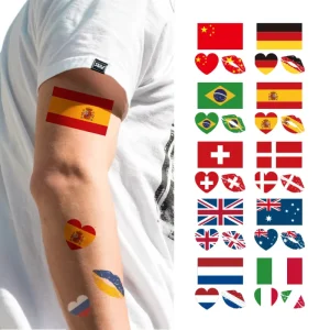 Football Gift Waterproof Temporary Flags Tattoos World Country Fashion Tattoo Stickers for Various Competitions