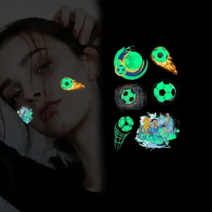 Football Luminous Fluorescent Waterproof Tattoo Sticker Glow in Dark Temporary Tattoo Stickers for Kids Girls Boys