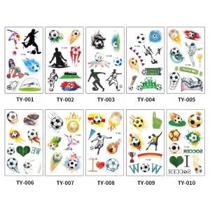 Football Tattoo Sticker Water Transfer Printed Waterproof Sweat Sports Event Carnival Party European Cartoon