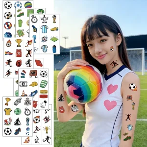 Football Themed Temporary Tattoo Stickers Paper Material Lasts 3-7 Days for Body Application Fans Party Decorations