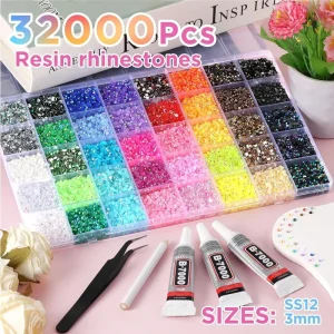 For Bestseller 40/28/24-Grid Candy Diamond AB Color Flatback Jelly 3mm Resin Rhinestone Box Set DIY Nail Art Clothing Phone