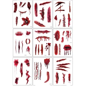 For Halloween Makeup Instant Apply Skin Safe Temporary Tattoo for Cosplay Horror Party Body Painting Supplies