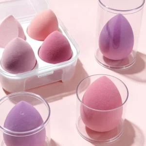 Foundation Blending Sponges 4 Pcs Set Custom Logo Oem Bulk Bouncy Beauty Puff Professional Makeup Blender