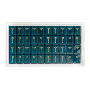 Four Players American Luxury Mahjong Game Set Blue Lagoon Art Acrylic Tiles Eco Friendly Durable Portable Custom Size Color