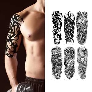 Full Arm Colorful Waterproof Sleeve Tattoos Temporary Custom Sticker Body Art Tattoo Sticker