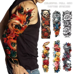 Full Arm Flower Temporary Tattoo Stickers Waterproof and Non toxic Adult Arm Tattoo Stickers