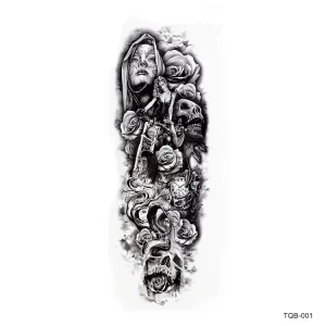 Full Arm Large Skull Temporary Body Art Adults Waterproof Hand Fake Tatoo Sticker for Women Men