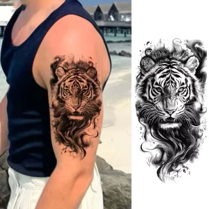 Full-Arm Water Resistant Eco-Friendly Tattoo Stickers for Body Arm Customizable Temporary Tattoos Animal Skull Designs
