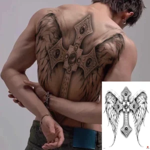 Full Back Animal God Geisha Crown Tattoo Stickers Paper Water Transfer Sexy Fashionable Eco Friendly Big Size Temporary Tattoos