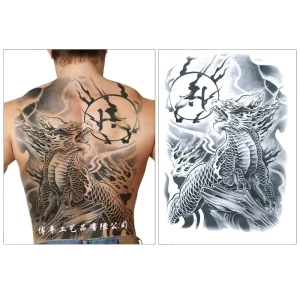 Full Back Temporary Tattoos Patterns Waterproof Long Lasting Tattoos for Adults Great Boy Art Decor
