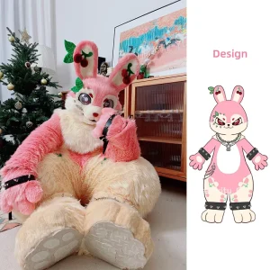Full Body Rabbit Fursuit Mascot Costume Adult Furry Suit Cosplay Outfit for Carnival Parade Halloween Furry Party