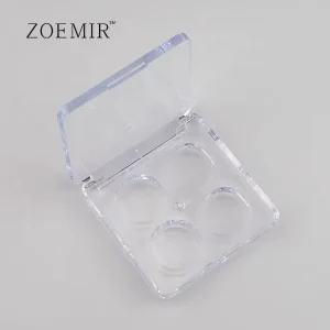 Full Clear 4 Color Compact Powder Case OEM Eyeshadow Palette Custom Logo Blush Concealer Container for Facial Makeup