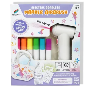 Full Custom Enchanted Spray Gun Stencil Art Kit ABS Drawstring Bag Permanent Non Toxic Rechargeable Craft Kit for Kids Ages 8