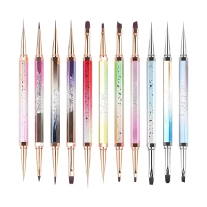 Full Customization New Colorful All-Metal Double-Headed Detachable Design Hexagonal Non-Slip Nail Art Brushes