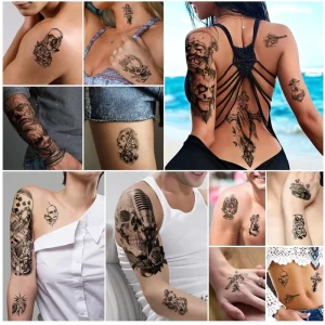 Full & Half Arm Waterproof Temporary Tattoos for Men & Women Extra Large Stickers (16 Sheets)
