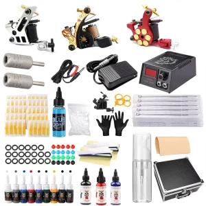 Full Set JZ-XU04 Professional Coil Tattoo Machine Kit with Aluminium Alloy & Stainless Steel for Tattoo Artists