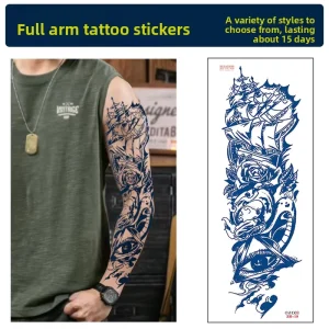 Full-arm Tattoo Stickers Semi-herbal Tattoos Floral Arm Designs Influencer-style Body Art Non-reflective Waterproof 15-day
