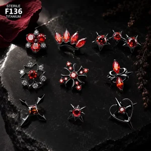 G23 ASTM F136 Implant Grade Titanium Piercing Tragus Cartilage Helix Red Flatback Labret Earring