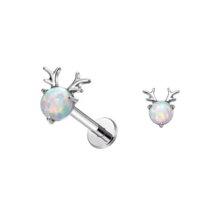 G23 ASTM F136 Titanium Piercing New Blue Opal Stud Septum Nose Lip Earlobe Tragus Cartilage Earrings for Women Body