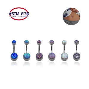 G23 ASTM F136 Titanium Zircon Opal Belly Button Rings Fashion Body Chain Piercing Body Jewelry