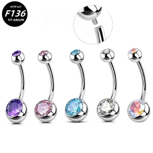 G23 F136 Titanium Belly Button Rings Navel Barbells Stud For Body Piercing Jewelry Navel Bar Piercing Belly Bar 6-10-12-14mm