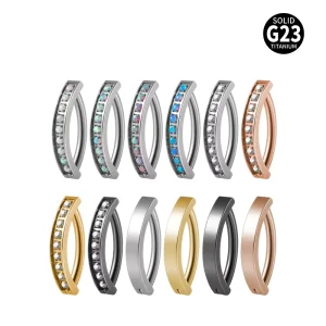 G23 Opal Belly Button Clicker Ring ASTM F136 Titanium Body Piercing Jewelry Gold Plated Fashion Style Belly Rings