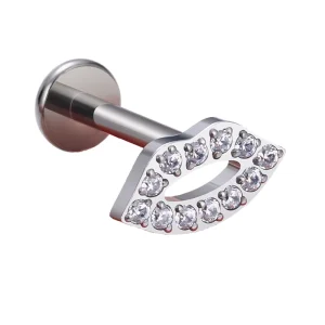 G23 Titanium 16G Red Lip Style Nose Ear Studs Zircon Inlay Flat Back Labret Earrings Cartilage Helix Fine Piercing Jewelry