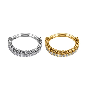 G23 Titanium 16G Segment Hinged Septum Clicker CZ Paved Nose Ring Ear Lobe Helix Cartilage Piercing Jewelry