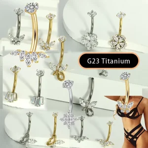 G23 Titanium Body Jewelry Inlaid Zircon Diamond Gold Plated Navel Nail Belly Piercing for Weddings Engagements Holiday Gift