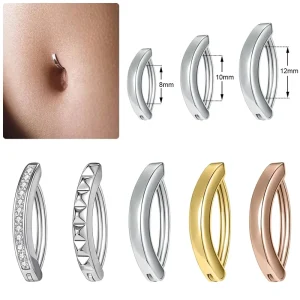 G23 Titanium CZ Pave Navel Ring Belly Button Cartilage Earrings Body Piercing Jewelry