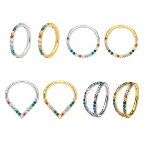 G23 Titanium Clicker Septum Segment Ring 16G Labrets Ear Conch Daith Helix Cartilage Fashion Earrings Body Piercing Jewelry