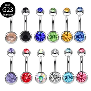 G23 Titanium Double Gem Belly Button Rings Navel Piercing Body Belly bar