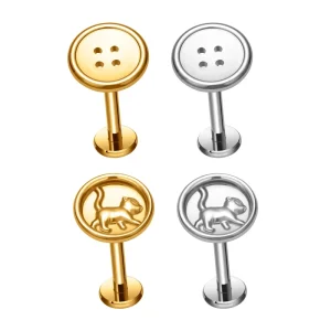 G23 Titanium Labret Lip 16G Piercing Jewelry Cute & Fun Monkey Style Ear Studs for Tragus Cartilage Conch Helix Earring Jewel