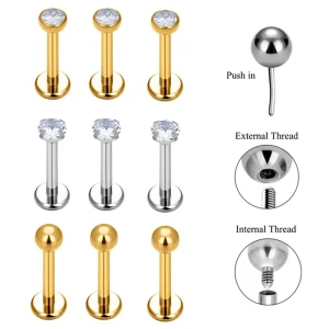 G23 Titanium Piercing 16G Nose Stud Labret High Internal Thread Lips Ear Tragus Cartilage Earrings Body Jewelry