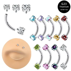 G23 Titanium Punk Style Eyebrow Ring Barbell Banana Curved Rod Zircon Ear Cartilage Rook Conch Tragus Helix Body Piercing Gift