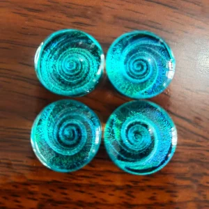 [GB-286] New Style Double Flared Convex Saddle Plugs Pyrex Foil Glass Dichroic Ear Plugs Body Piercing Jewel