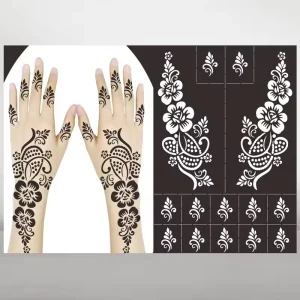 GMPC/Sedex/ISO/EUDR Beauty DIY Reusable Henna Tattoo Painting Stencil Flower Body Art Tattoo Stickers Templates