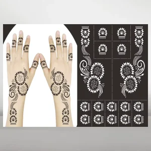 GMPC/Sedex/ISO/EUDR DIY Reusable Henna Temporary Tattoo Stencil Flower Body Art Fake Tattoo Stickers Templates