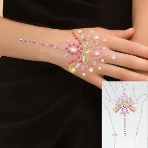 GMPC/Sedex/ISO/EUDR Factory Floral Hand Jewelry Stickers for Wedding Parties, Elegant Art Decor for Back of Hand