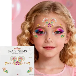GMPC Sedex ISO EUDR Factory Sparkling Face Gems Sticker for Kids’ Party Events Makeup Adhesive Face Jewels for Celebrations