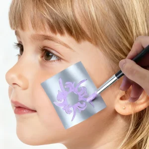 GP 4pcs Self-adhesive Reusable PVC Tattoo Stencil Set Stock Face Paint Airbrush Paint Glitter Drawing Stencil
