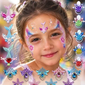 GP Face Gem Jewels Rave Colorful Crystal Sticker 3D Eye Body Temporary Tattoo Stickers Easy Apply Customized For Festival Party