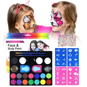 GP Halloween Water Based Face Paint Kit for Kids DIY Body Painting Set with Hair Color Dye