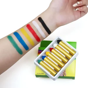 GP Kids Body Painting Kit 6-Color Silky Gel Washable Bodi Markers Wax Stick Face Paint Crayon Sports Makeup Supplies