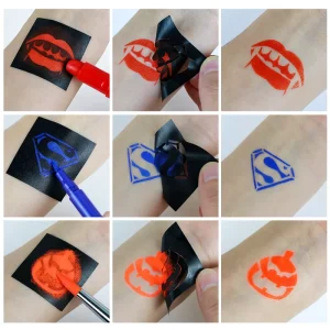 GP PVC Material Reusable Temporary Self adhesive Black Tattoo Stencil Face Body Art Airbrush Paint Glitter Halloween
