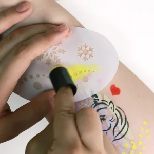 GP Recyclable PET Tattoo Templates Reusable Waterproof Face Paint Finger Stencils Temporary Body Art Set for Halloween