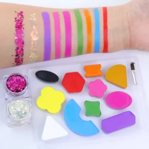 GP Safe on Skin Washable Vegan Kids Makeup Set Oil Based Face Body Paint Kit with Glitter Lipsticks for DIY